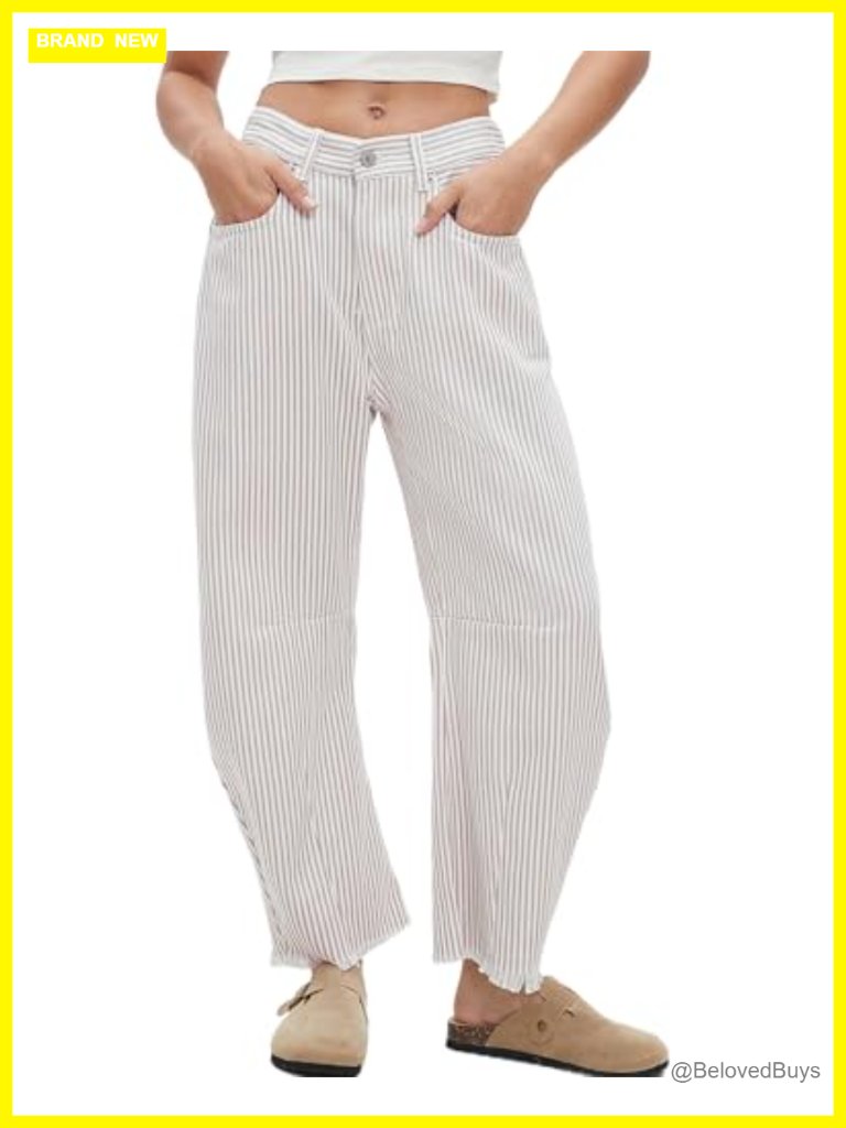 Cotton Denim Barrel Jeans Womens Y2k Baggy Wide Leg Pants Loose Fit